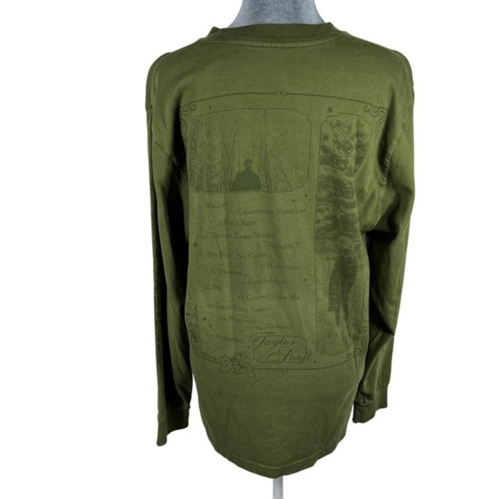 Taylor Swift Evermore Album Long Sleeve T-Shirt Forest Green Ombre Sz Medium - Picture 2 of 9
